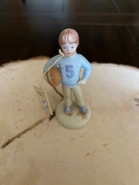 Growing Up Boys Jersey #5 Enesco Figurine 1983 Original Box Vintage Collectible